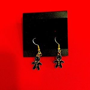 Cute Black and Gold Snowman Earrings